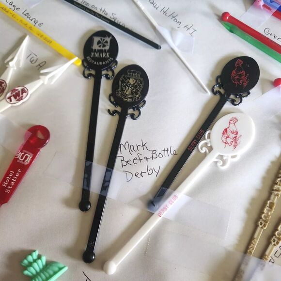 37 Pcs Swizzle Stir Sticks Barware Hotel Restaurant Travel Lodge Vtg Advertising - Picture 11 of 16